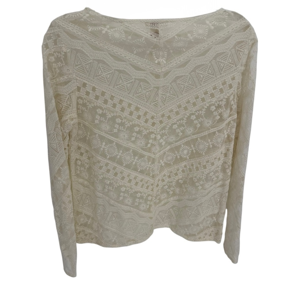 Sundance Top Women's Size XS Ivory Crochet Lace Sheer Romantic Popover Blouse